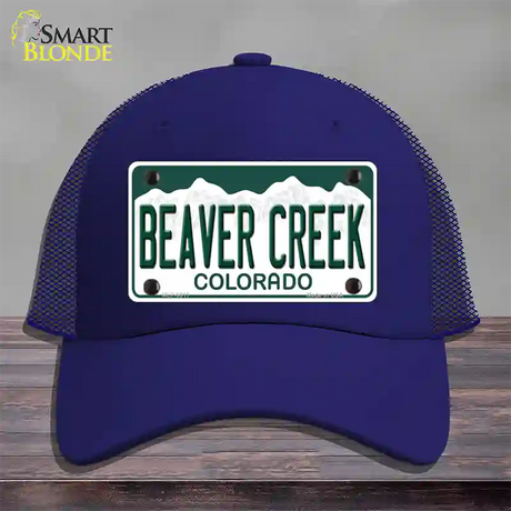 Beaver Creek Colorado Novelty License Plate Hat Mesh / Royal Blue