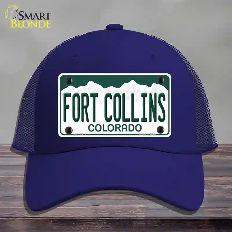 Fort Collins Colorado Novelty License Plate Hat Mesh / Royal Blue