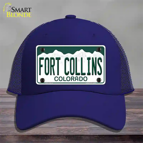 Fort Collins Colorado Novelty License Plate Hat Mesh / Royal Blue