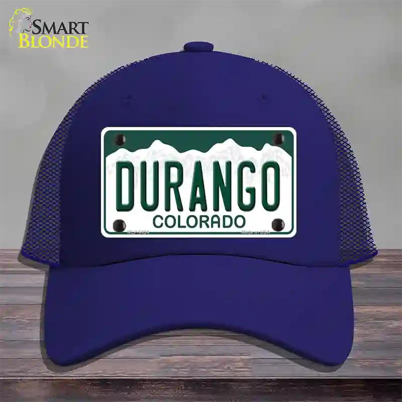 Durango Colorado Novelty License Plate Hat Mesh / Royal Blue