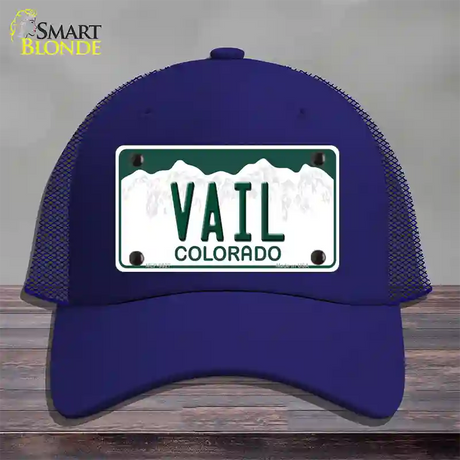 Vail Colorado Novelty License Plate Hat Mesh / Royal Blue