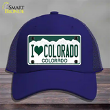 I Love Colorado Novelty License Plate Hat Mesh / Royal Blue