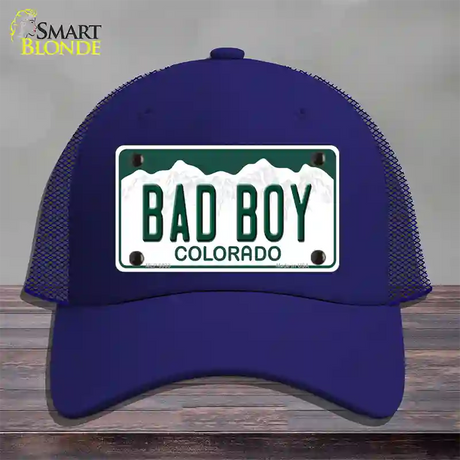 Bad Boy Colorado Novelty License Plate Hat Mesh / Royal Blue