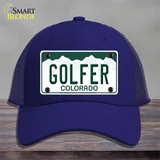 Golfer Colorado Novelty License Plate Hat Mesh / Royal Blue