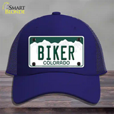 Biker Colorado Novelty License Plate Hat Mesh / Royal Blue