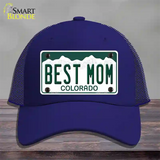 Best Mom Colorado Novelty License Plate Hat Mesh / Royal Blue