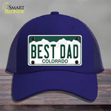 Best Dad Colorado Novelty License Plate Hat Mesh / Royal Blue