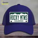 Rocky Mountains Colorado Novelty License Plate Hat Mesh / Royal Blue