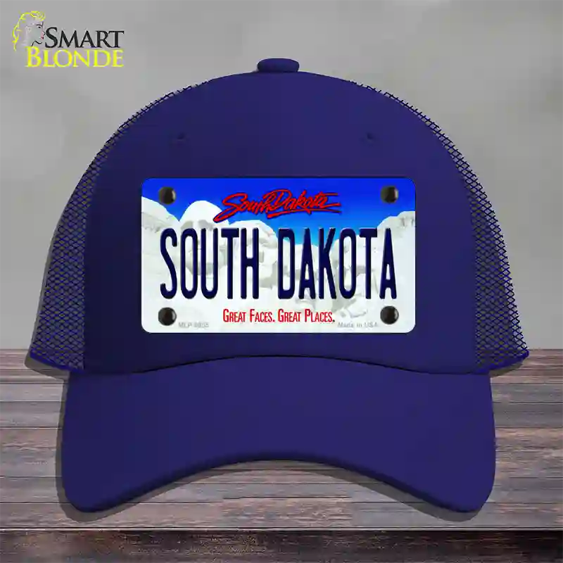 South Dakota Rushmore Novelty License Plate Hat Mesh / Royal Blue