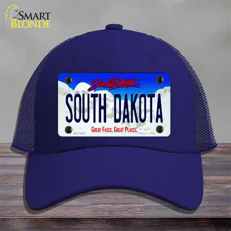 South Dakota Rushmore Novelty License Plate Hat Mesh / Royal Blue