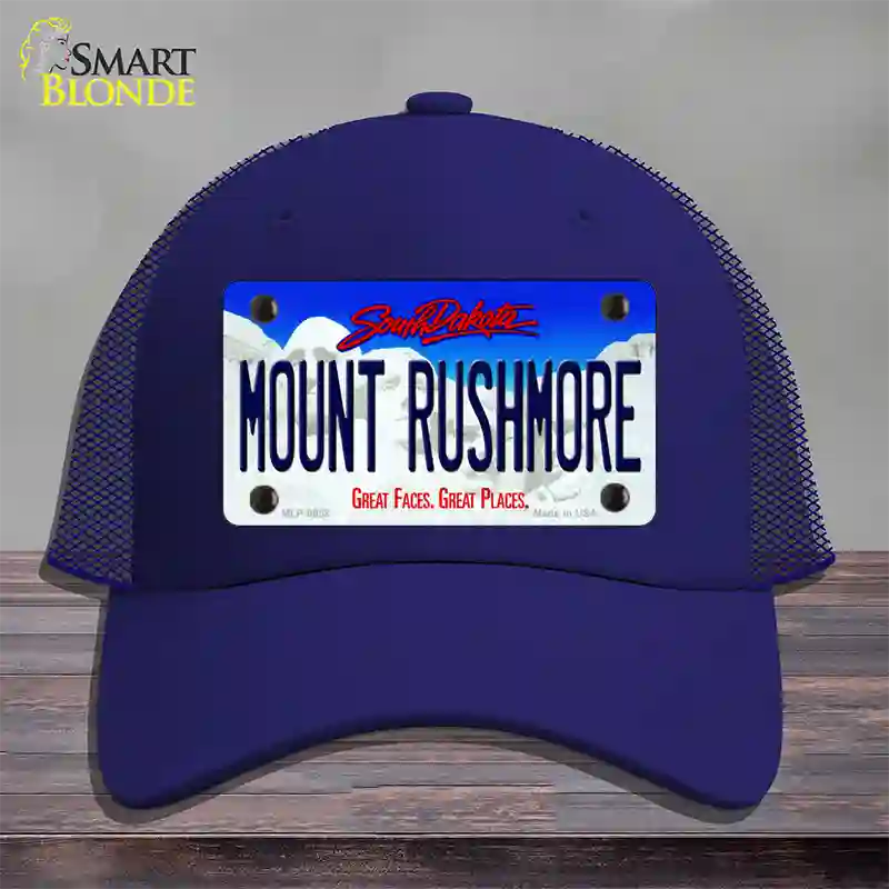 Mount Rushmore South Dakota Novelty License Plate Hat Mesh / Royal Blue