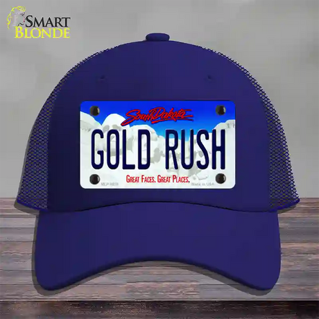 Gold Rush South Dakota Novelty License Plate Hat Mesh / Royal Blue