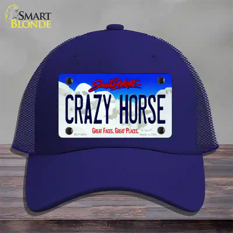 Crazy Horse South Dakota Novelty License Plate Hat Mesh / Royal Blue