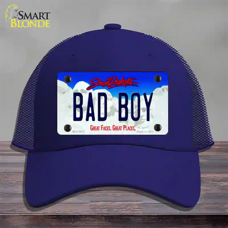 Bad Boy South Dakota Novelty License Plate Hat Mesh / Royal Blue