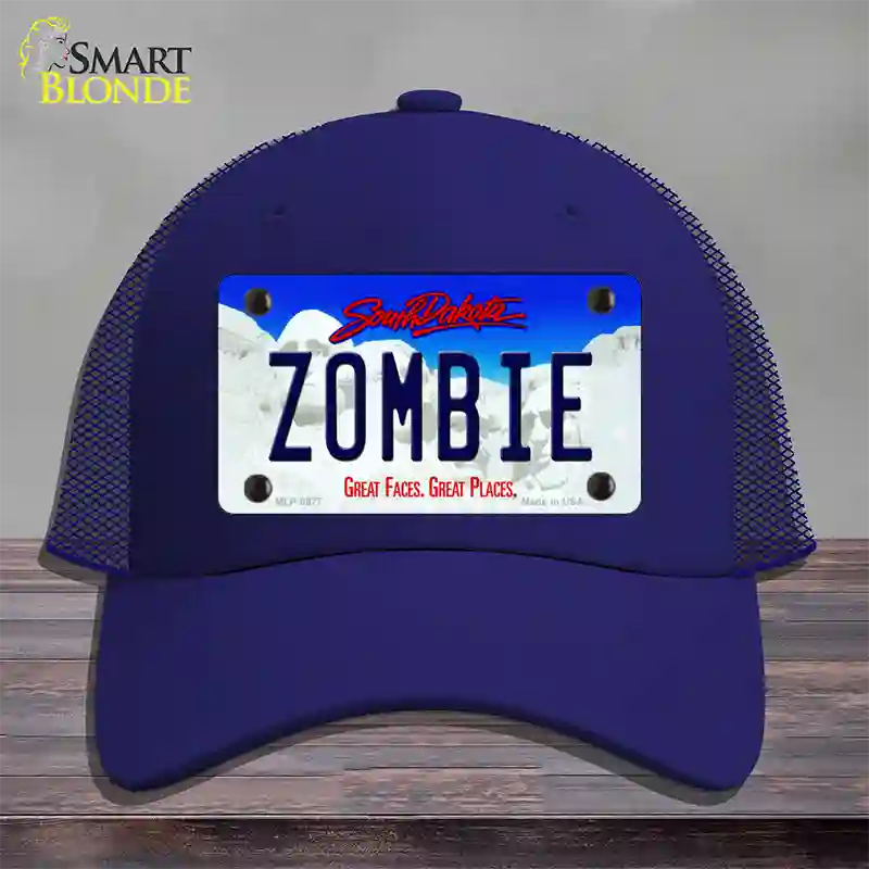 Zombie South Dakota Novelty License Plate Hat Mesh / Royal Blue