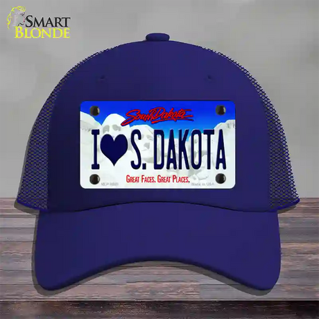 I Love South Dakota Novelty License Plate Hat Mesh / Royal Blue