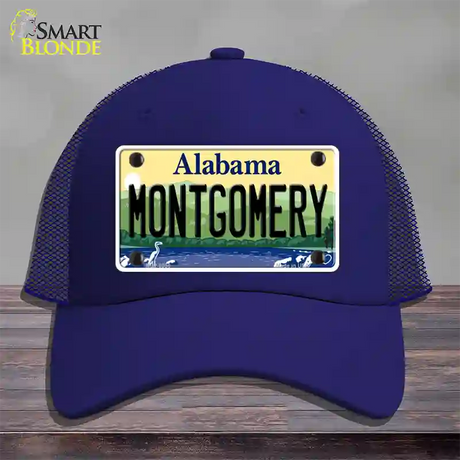 Montgomery Alabama Novelty License Plate Hat Mesh / Royal Blue