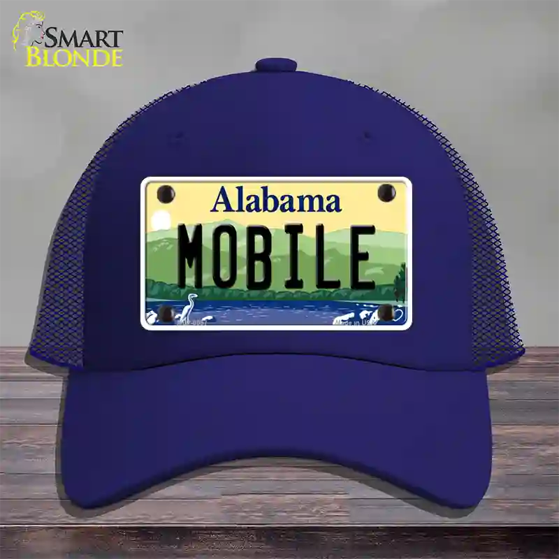 Mobile Alabama Novelty License Plate Hat Mesh / Royal Blue