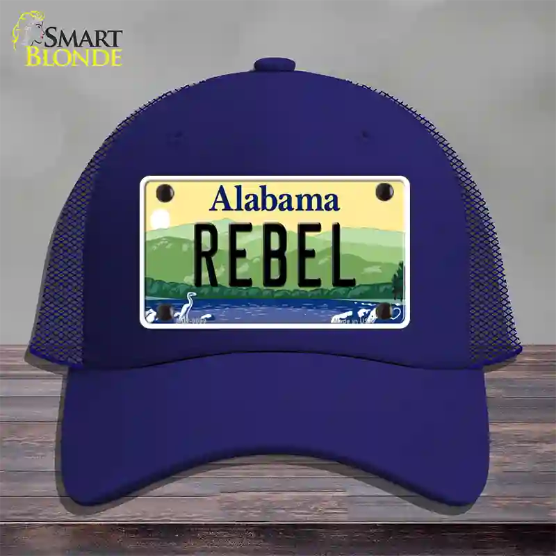 Rebel Alabama Novelty License Plate Hat Mesh / Royal Blue