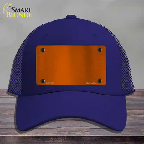 Orange Metallic Solid Novelty License Plate Hat Mesh / Royal Blue