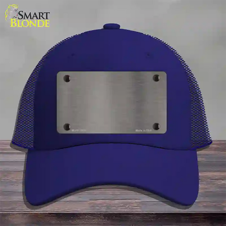 Grey Metallic Solid Novelty License Plate Hat Mesh / Royal Blue