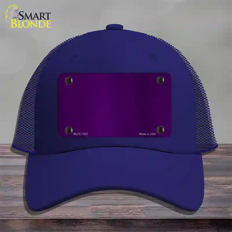 Purple Metallic Solid Novelty License Plate Hat Mesh / Royal Blue