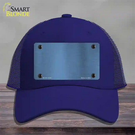 Light Blue Metallic Solid Novelty License Plate Hat Mesh / Royal Blue