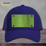 Lime Green Metallic Solid Novelty License Plate Hat Mesh / Royal Blue