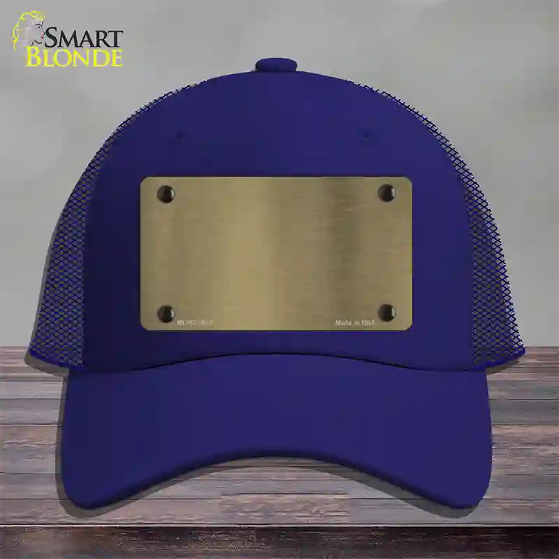 Gold Metallic Solid Novelty License Plate Hat Mesh / Royal Blue