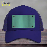 Teal Metallic Solid Novelty License Plate Hat Mesh / Royal Blue