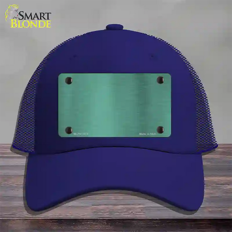 Teal Metallic Solid Novelty License Plate Hat Mesh / Royal Blue