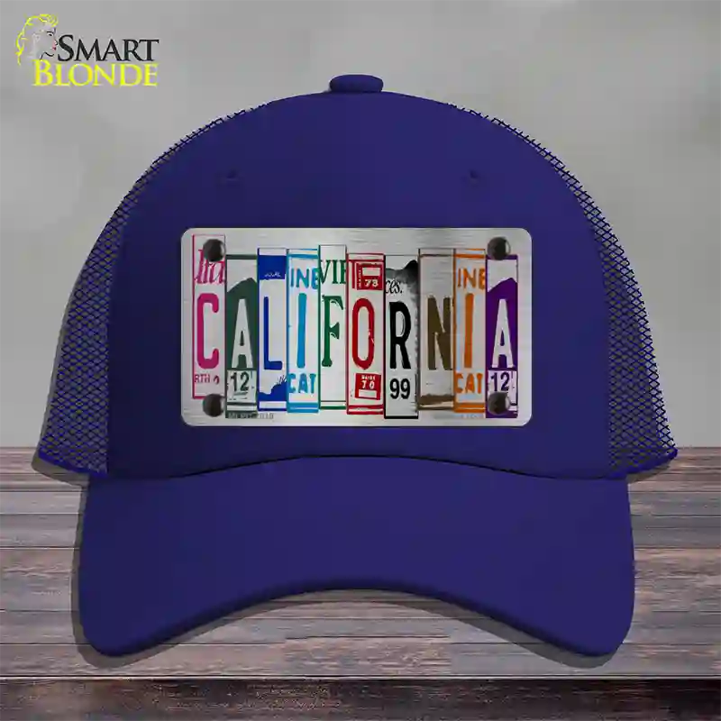 California License Plate Art Novelty License Plate Hat Mesh / Royal Blue