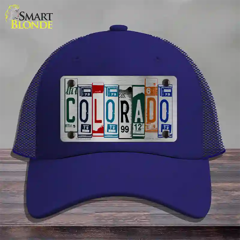 Colorado License Plate Art Novelty License Plate Hat Mesh / Royal Blue