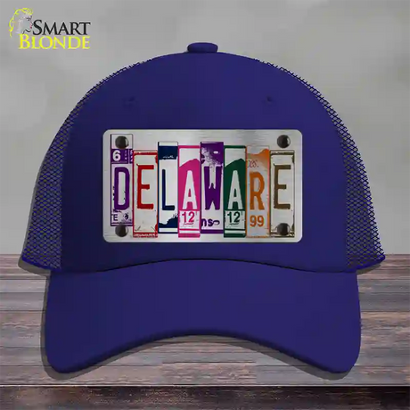 Delaware License Plate Art Novelty License Plate Hat Mesh / Royal Blue