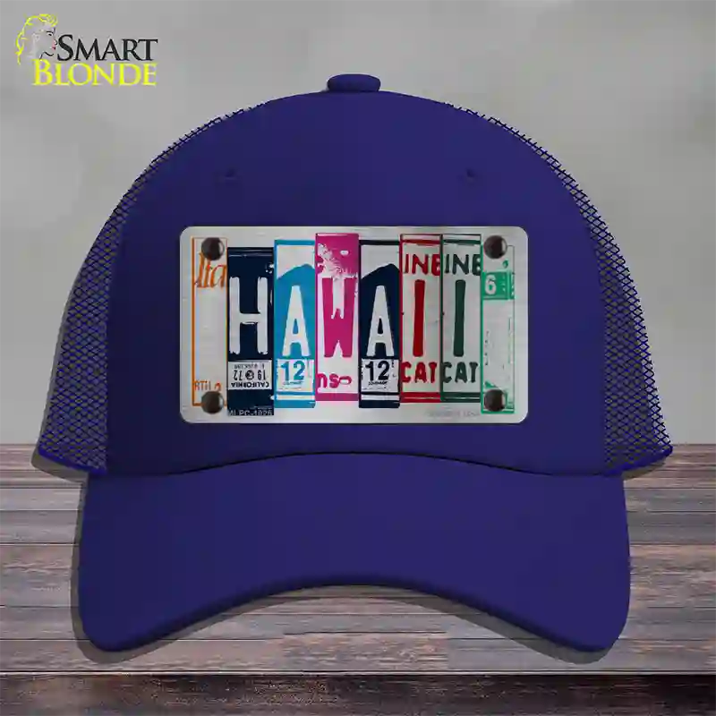 Hawaii License Plate Art Novelty License Plate Hat Mesh / Royal Blue