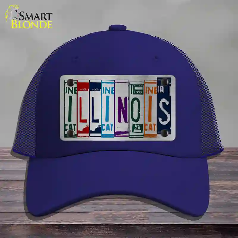 Illinois License Plate Art Novelty License Plate Hat Mesh / Royal Blue