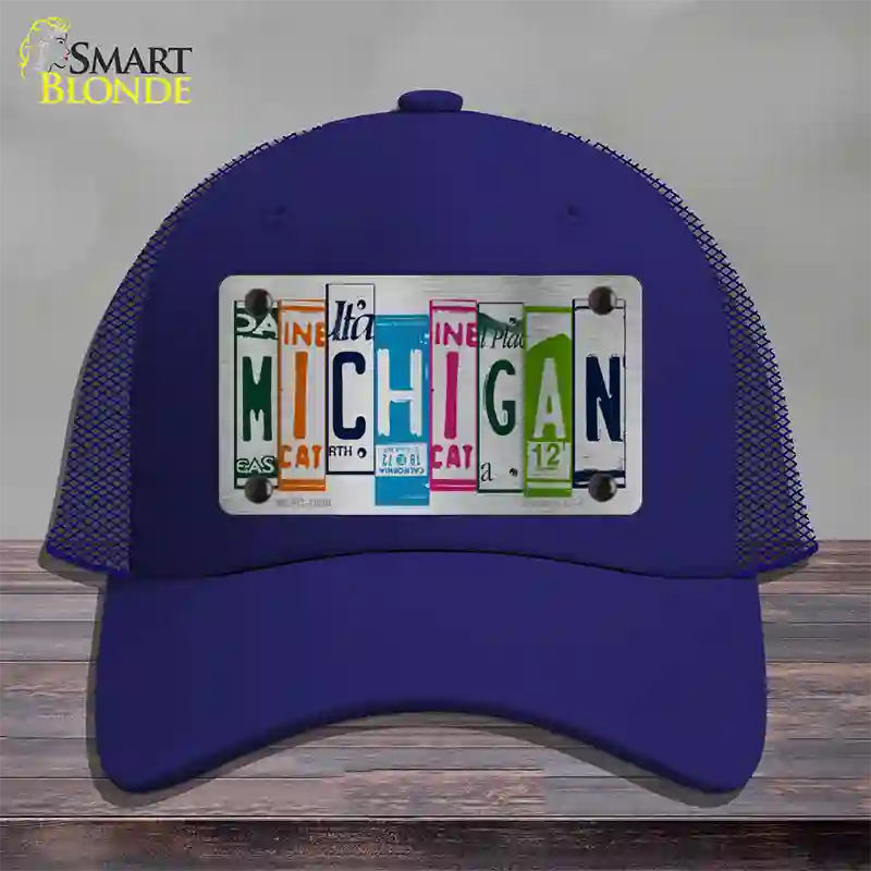 Michigan License Plate Art Novelty License Plate Hat Mesh / Royal Blue