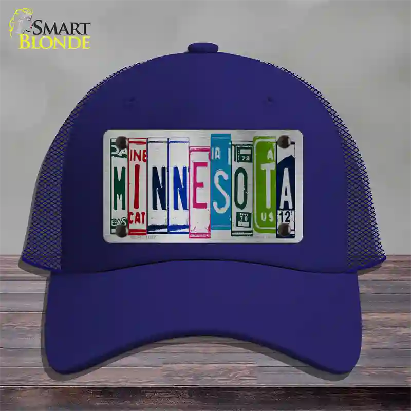 Minnesota License Plate Art Novelty License Plate Hat Mesh / Royal Blue