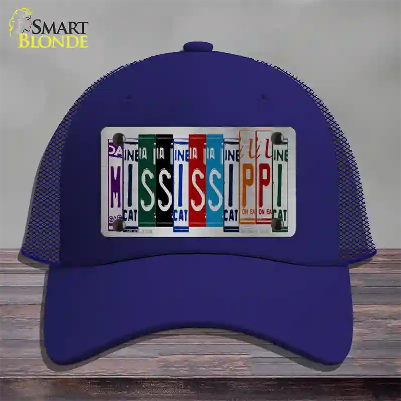 Mississippi License Plate Art Novelty License Plate Hat Mesh / Royal Blue