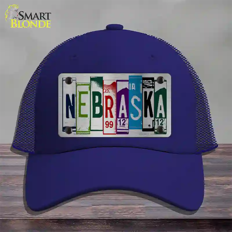 Nebraska License Plate Art Novelty License Plate Hat Mesh / Royal Blue