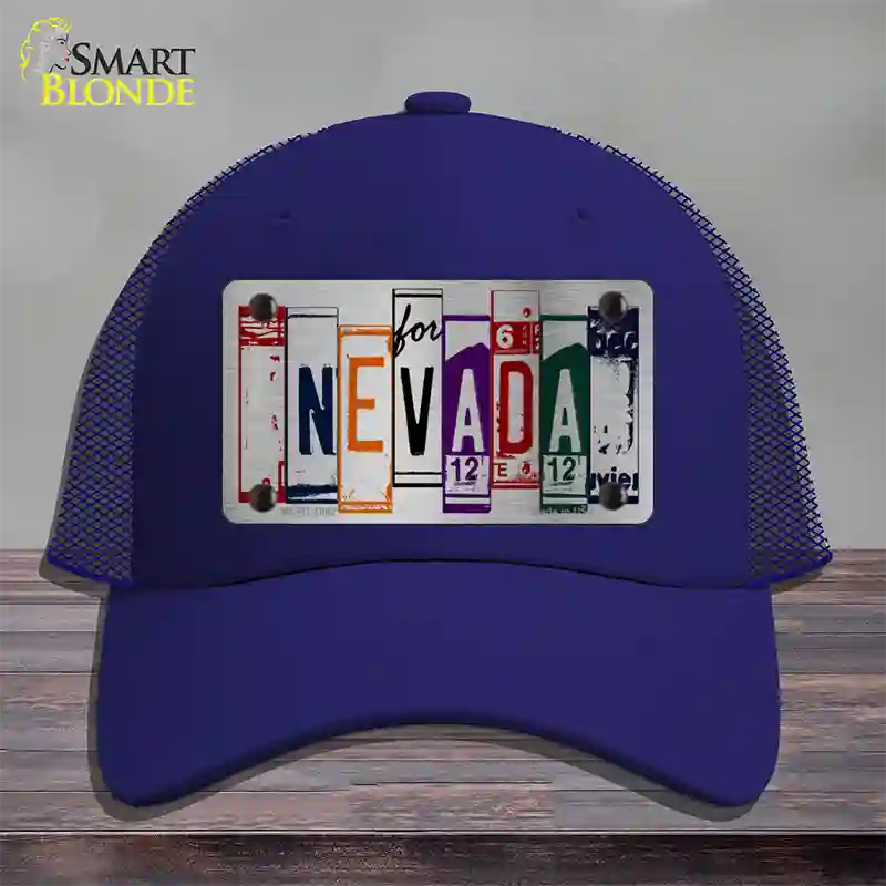 Nevada License Plate Art Novelty License Plate Hat Mesh / Royal Blue