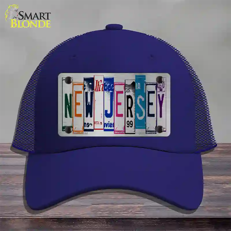 New Jersey License Plate Art Novelty License Plate Hat Mesh / Royal Blue