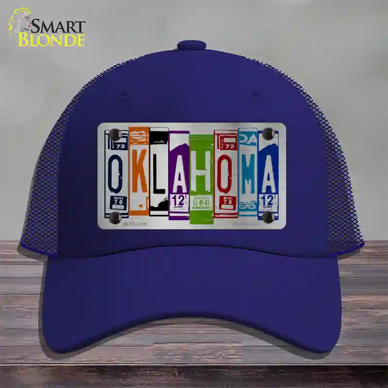 Oklahoma License Plate Art Novelty License Plate Hat Mesh / Royal Blue