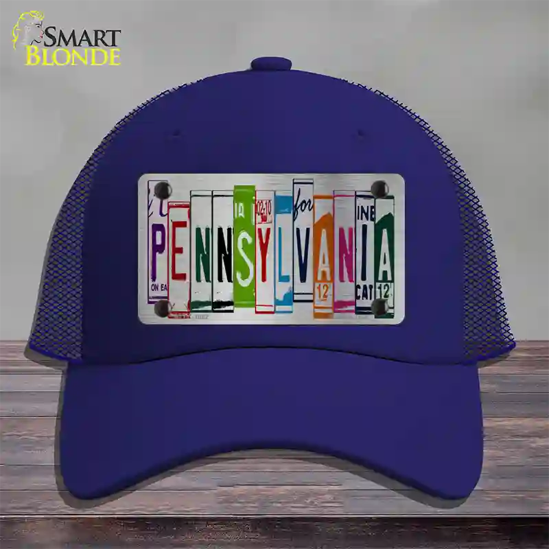 Pennsylvania License Plate Art Novelty License Plate Hat Mesh / Royal Blue