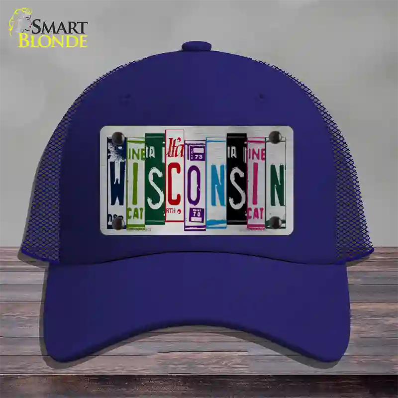 Wisconsin License Plate Art Novelty License Plate Hat Mesh / Royal Blue