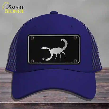 Scorpion Black Brushed Chrome Novelty License Plate Hat Mesh / Royal Blue