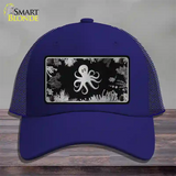 Octopus Black Brushed Chrome Novelty License Plate Hat Mesh / Royal Blue