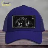 Unicorns Black Brushed Chrome Novelty License Plate Hat Mesh / Royal Blue