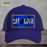 Cat Lover Blue Brushed Chrome Novelty License Plate Hat Tag Mesh / Royal Blue