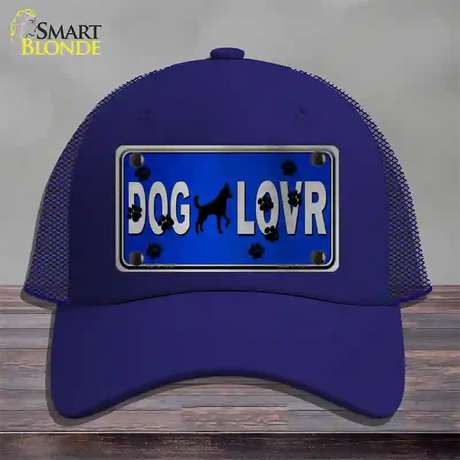 Dog Lover Blue Brushed Chrome Novelty License Plate Hat Tag Mesh / Royal Blue